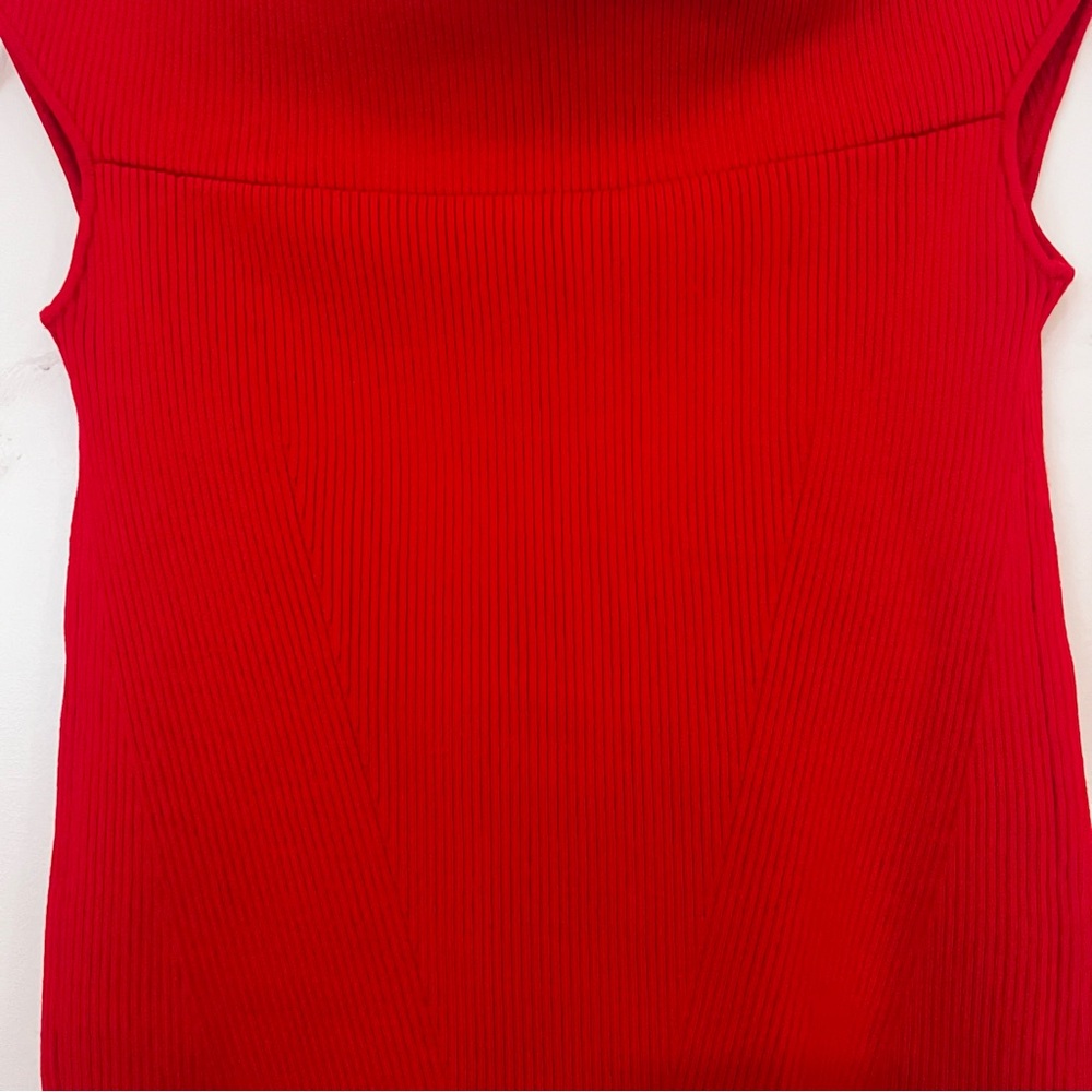Intermix Alexia Off the Shoulder Red Ribbed Top - Picture 8 of 9